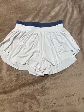 White Athletic Skort with Navy Waistband